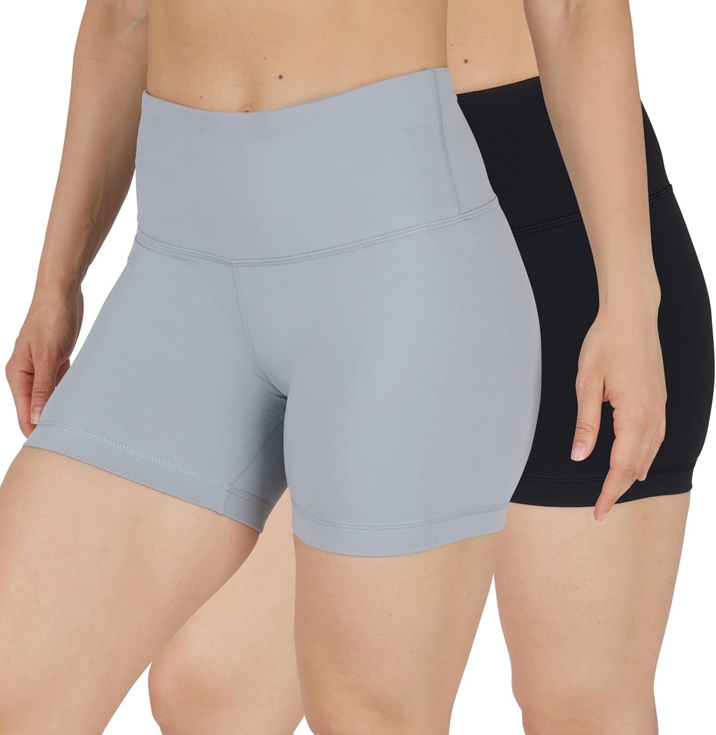 High Waist Power Flex Yoga Shorts - Tummy Control Biker Shorts for Women 2 Pack