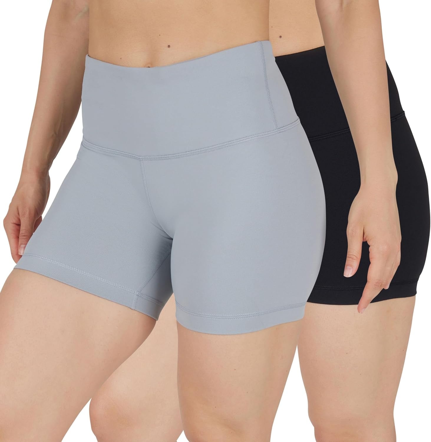 High Waist Power Flex Yoga Shorts - Tummy Control Biker Shorts for Women 2 Pack