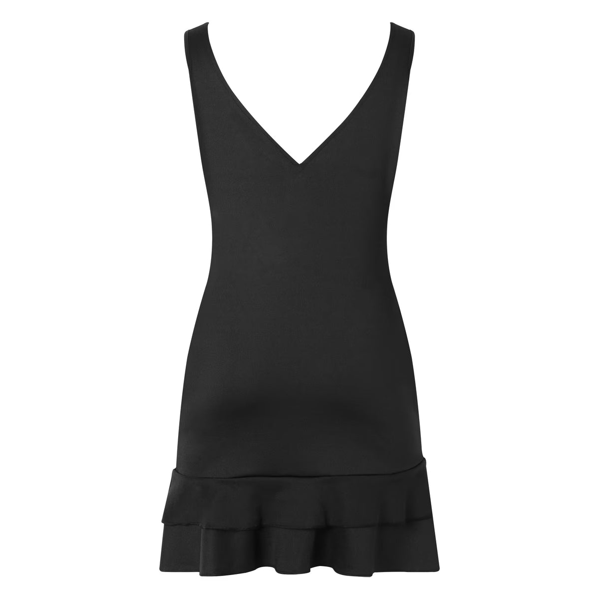 Womens Fashion Knee Length Solid Bodycon Dresses Black Sexy Ruffle Sleeve Sleeveless Deep V-Neck plus Size Ladies Dresses
